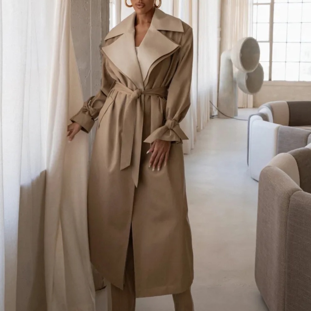 JLUXLABEL Shona oversized Tan Trench Coat - Picture 3 of 7